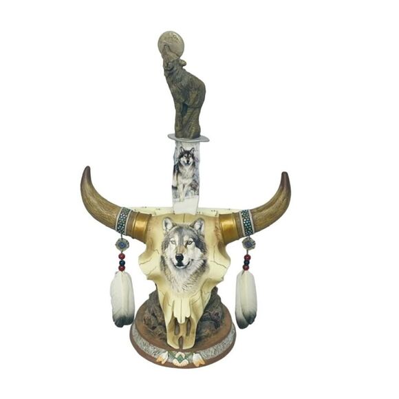 Bradford Exchange Mystic Spirit Display Sacred Meeting Bull Skull Horn Figure - Picture 1 of 10